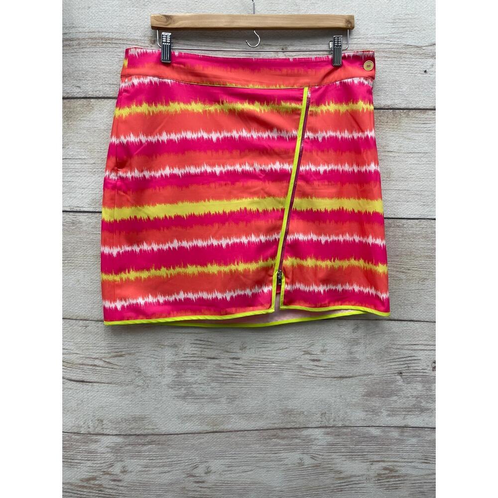 EP Pro Bright Pink Yellow Bold Womens‎ Lightweight Zip Accent Skort Size 12
